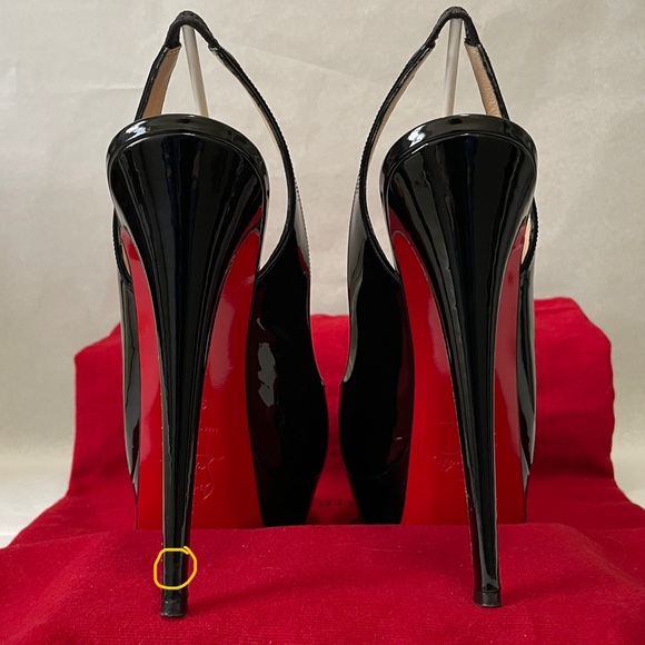 Christian Louboutin “Lady peep” sling peeptoe pumps 150mm Blk patent lthr EU38.5 - Picture 10 of 14